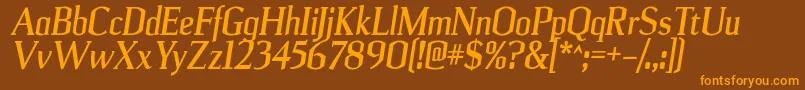 フォントUlianrgBolditalic – オレンジ色の文字が茶色の背景にあります。