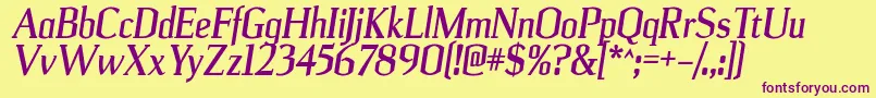 UlianrgBolditalic Font – Purple Fonts on Yellow Background