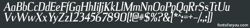 UlianrgBolditalic-fontti – valkoiset fontit mustalla taustalla