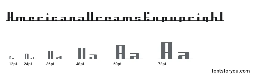 AmericanaDreamsExpupright Font Sizes