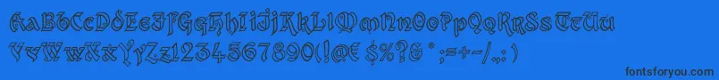 KingthingsXanderOutline-Schriftart – Schwarze Schriften auf blauem Hintergrund