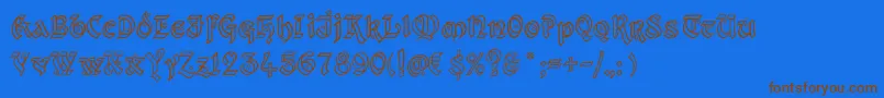 KingthingsXanderOutline-Schriftart – Braune Schriften auf blauem Hintergrund