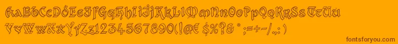 KingthingsXanderOutline-Schriftart – Braune Schriften auf orangefarbenem Hintergrund