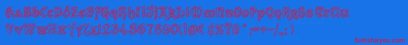 KingthingsXanderOutline Font – Red Fonts on Blue Background