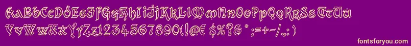 KingthingsXanderOutline-Schriftart – Gelbe Schriften auf violettem Hintergrund