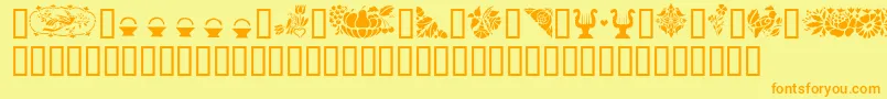 Saiba mais sobre a fonte GePennsylvaniaDutchIi Fonte GePennsylvaniaDutchIi – fontes laranjas em um fundo amarelo