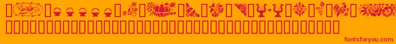 Fonte GePennsylvaniaDutchIi – fontes vermelhas em um fundo laranja