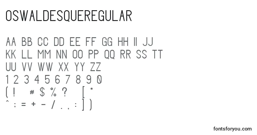 A fonte OswaldesqueRegular – alfabeto, números, caracteres especiais