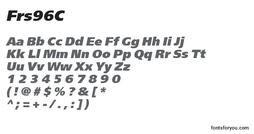 Шрифт Frs96C – алфавит, цифры, специальные символы