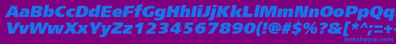 フォントFrs96C – 紫色の背景に青い文字