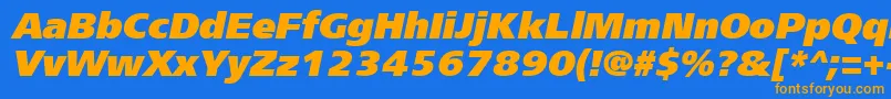 Frs96C Font – Orange Fonts on Blue Background