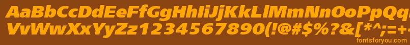 Frs96C-Schriftart – Orangefarbene Schriften auf braunem Hintergrund