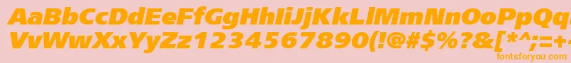Frs96C-fontti – oranssit fontit vaaleanpunaisella taustalla