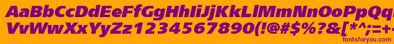 Frs96C-Schriftart – Violette Schriften auf orangefarbenem Hintergrund