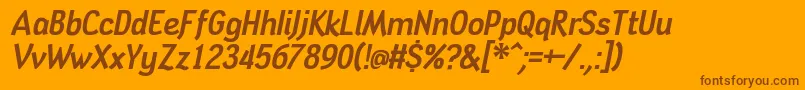 Tindogit-Schriftart – Braune Schriften auf orangefarbenem Hintergrund