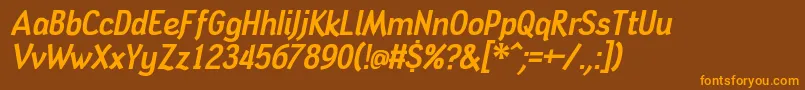 Tindogit-Schriftart – Orangefarbene Schriften auf braunem Hintergrund