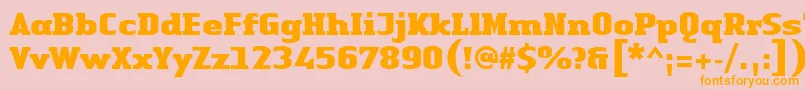 LinotypeAuthenticSerifBlack-Schriftart – Orangefarbene Schriften auf rosa Hintergrund