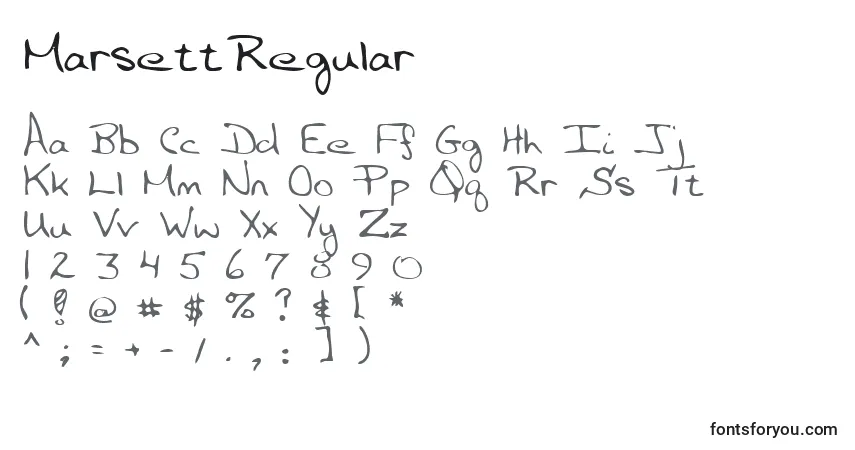 Schriftart MarsettRegular – Alphabet, Zahlen, spezielle Symbole