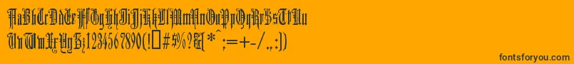 Duerergotisch-Schriftart – Schwarze Schriften auf orangefarbenem Hintergrund