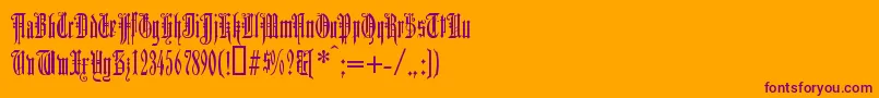 Duerergotisch Font – Purple Fonts on Orange Background