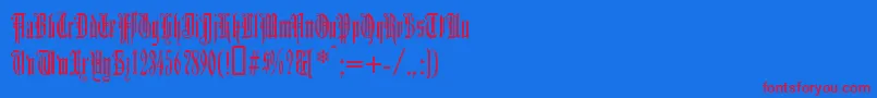 Duerergotisch Font – Red Fonts on Blue Background