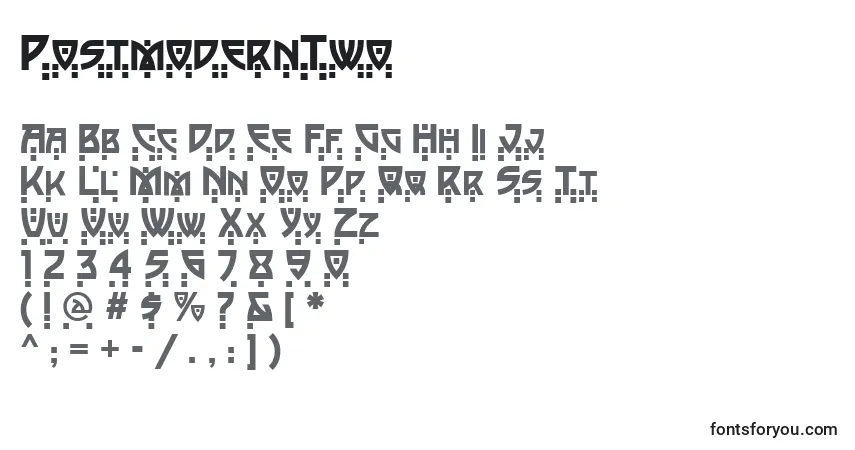 Шрифт PostmodernTwo – алфавит, цифры, специальные символы