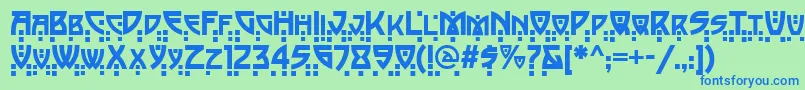 PostmodernTwo-fontti – siniset fontit vihreällä taustalla