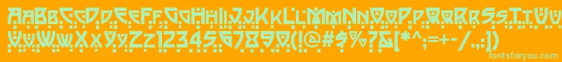 Fonte PostmodernTwo – fontes verdes em um fundo laranja