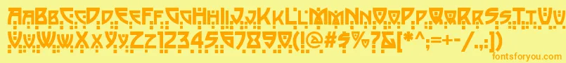 PostmodernTwo-Schriftart – Orangefarbene Schriften auf gelbem Hintergrund
