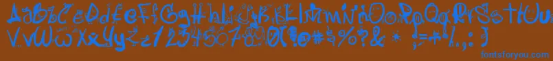 Letraslocas2-Schriftart – Blaue Schriften auf braunem Hintergrund