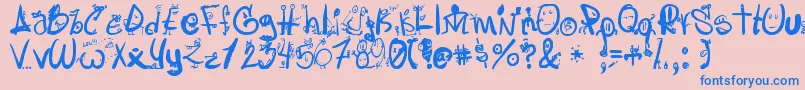 Letraslocas2-Schriftart – Blaue Schriften auf rosa Hintergrund