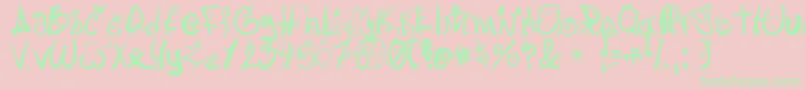Letraslocas2-Schriftart – Grüne Schriften auf rosa Hintergrund