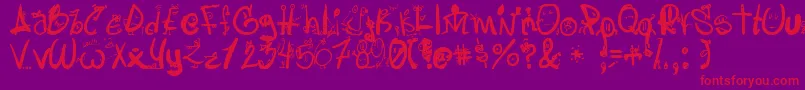 Letraslocas2-Schriftart – Rote Schriften auf violettem Hintergrund