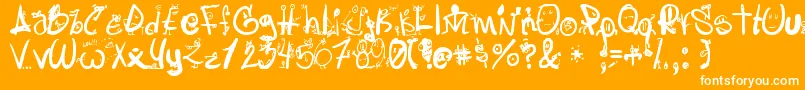 Letraslocas2-Schriftart – Weiße Schriften auf orangefarbenem Hintergrund