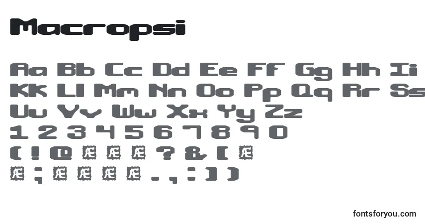 Schriftart Macropsi – Alphabet, Zahlen, spezielle Symbole