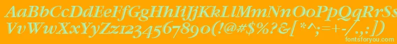 GaramondHtldOsItcTtItalic Font – Green Fonts on Orange Background