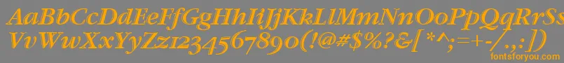 フォントGaramondHtldOsItcTtItalic – オレンジの文字は灰色の背景にあります。