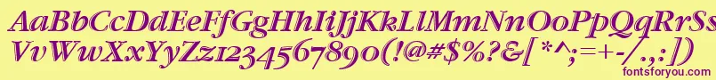 GaramondHtldOsItcTtItalic Font – Purple Fonts on Yellow Background