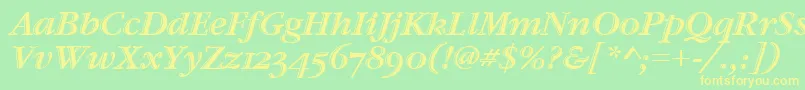 GaramondHtldOsItcTtItalic Font – Yellow Fonts on Green Background