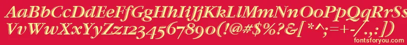 GaramondHtldOsItcTtItalic Font – Yellow Fonts on Red Background