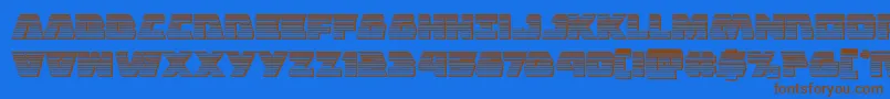 フォントEaglestrikechrome – 茶色の文字が青い背景にあります。