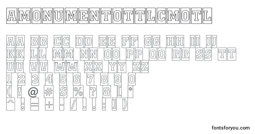 Czcionka AMonumentottlcmotl – alfabet, cyfry, specjalne znaki