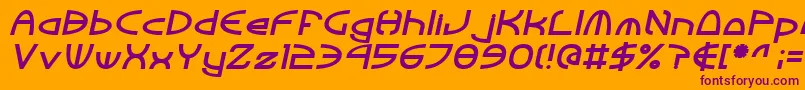 TinkerRoundBoldItalic-fontti – violetit fontit oranssilla taustalla