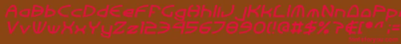 TinkerRoundBoldItalic Font – Red Fonts on Brown Background