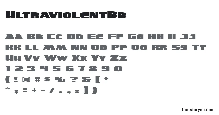 A fonte UltraviolentBb – alfabeto, números, caracteres especiais