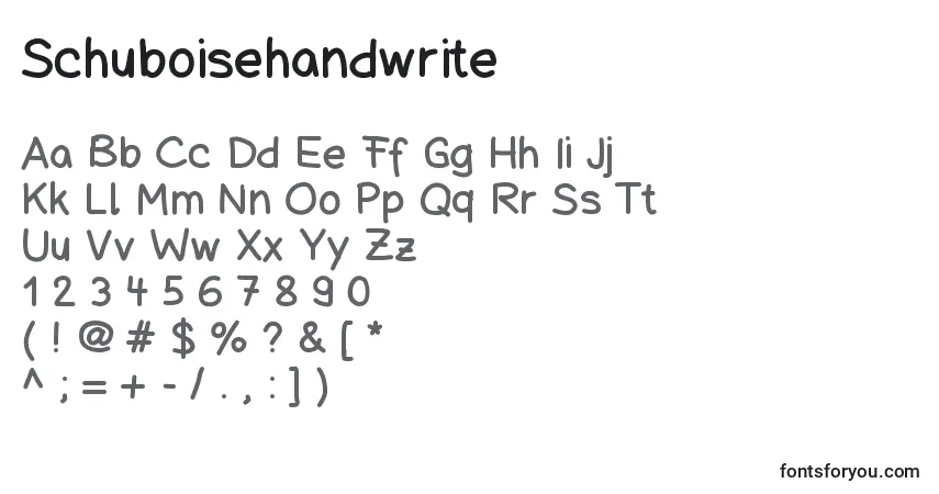 Czcionka Schuboisehandwrite – alfabet, cyfry, specjalne znaki