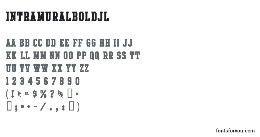 A fonte IntramuralBoldJl – alfabeto, números, caracteres especiais