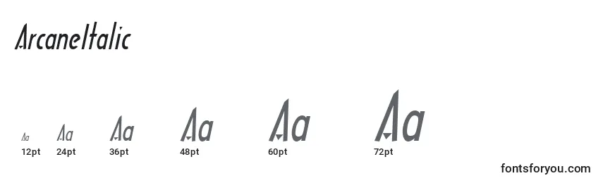 ArcaneItalic Font Sizes