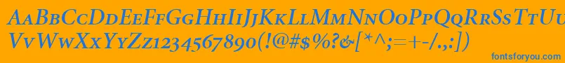 MinionSemiboldItalicSmallCapsOldstyleFigures Font – Blue Fonts on Orange Background