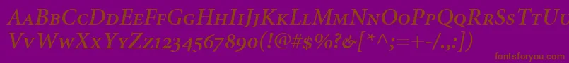 MinionSemiboldItalicSmallCapsOldstyleFigures Font – Brown Fonts on Purple Background